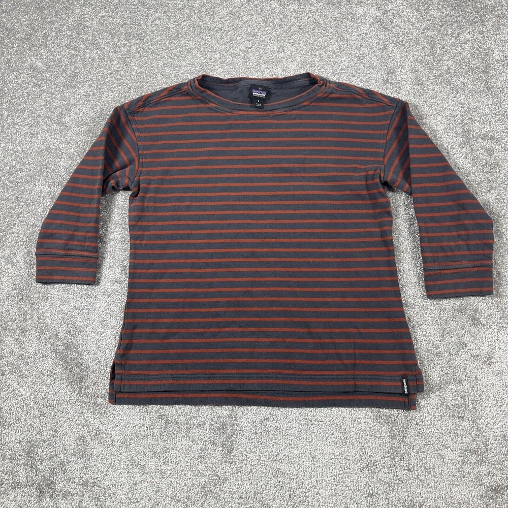 Patagonia‎ Top Womens Small Misty Meadow Cotton Double Knit Three Quarter Sleeve